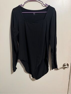 GAP Black Long-Sleeve Square Neck Bodysuit